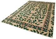 Handmade Wool Area Rug – Vintage Cotton Rug, Neutral Beige Classic Woven Carpet 6'11''x10'2''