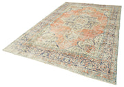 Vintage Cotton Wool Rug – Handmade Area Rug | Beige Wool Carpet 6'9''x10'9''