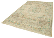Handmade Vintage Area Rug – Beige Wool Carpet, Turkish Hand Knotted 6'10''x11'1''