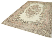 Handmade Wool Area Rug – Vintage Cotton Rug, Beige 6'9'' x 11'2'' Soft Textured Carpet