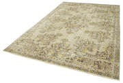 Handmade Vintage Area Rug - Neutral Beige Wool Cotton Carpet 6'11''x10'4''