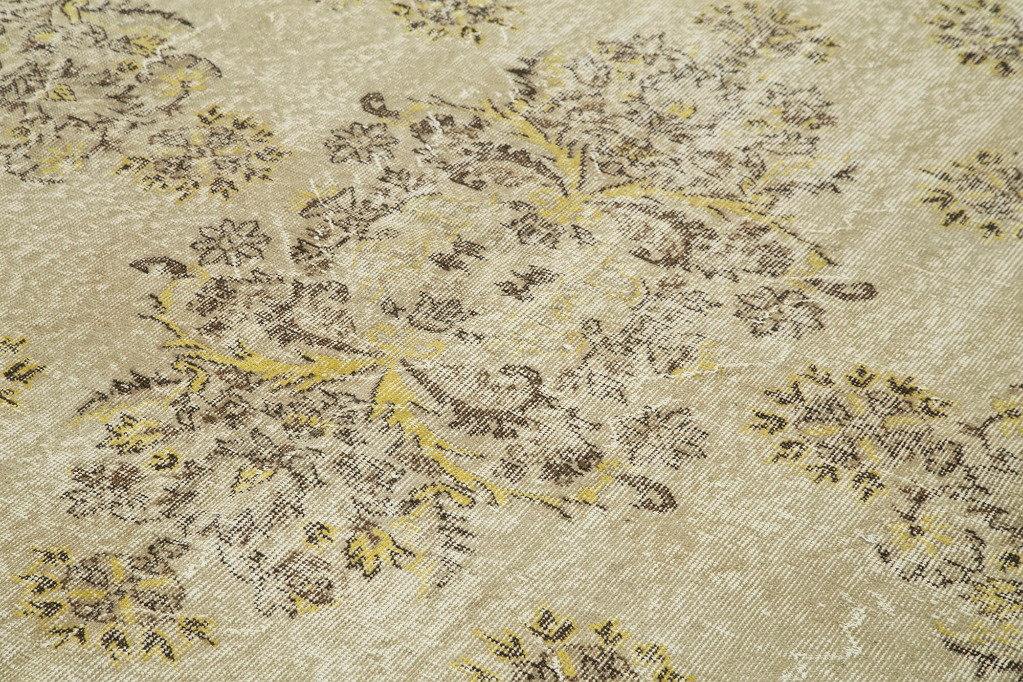 Handmade Vintage Area Rug - Neutral Beige Wool Cotton Carpet 6'11''x10'4''