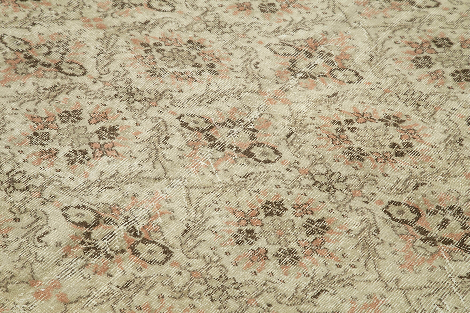 Vintage Beige Vintage Cotton Wool Handmade Area Rug 6'9'' x 10'6''