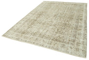 Handmade Vintage Area Rug – Neutral Beige Turkish Hand Knotted Cotton Wool Carpet 7'1''x10'2''