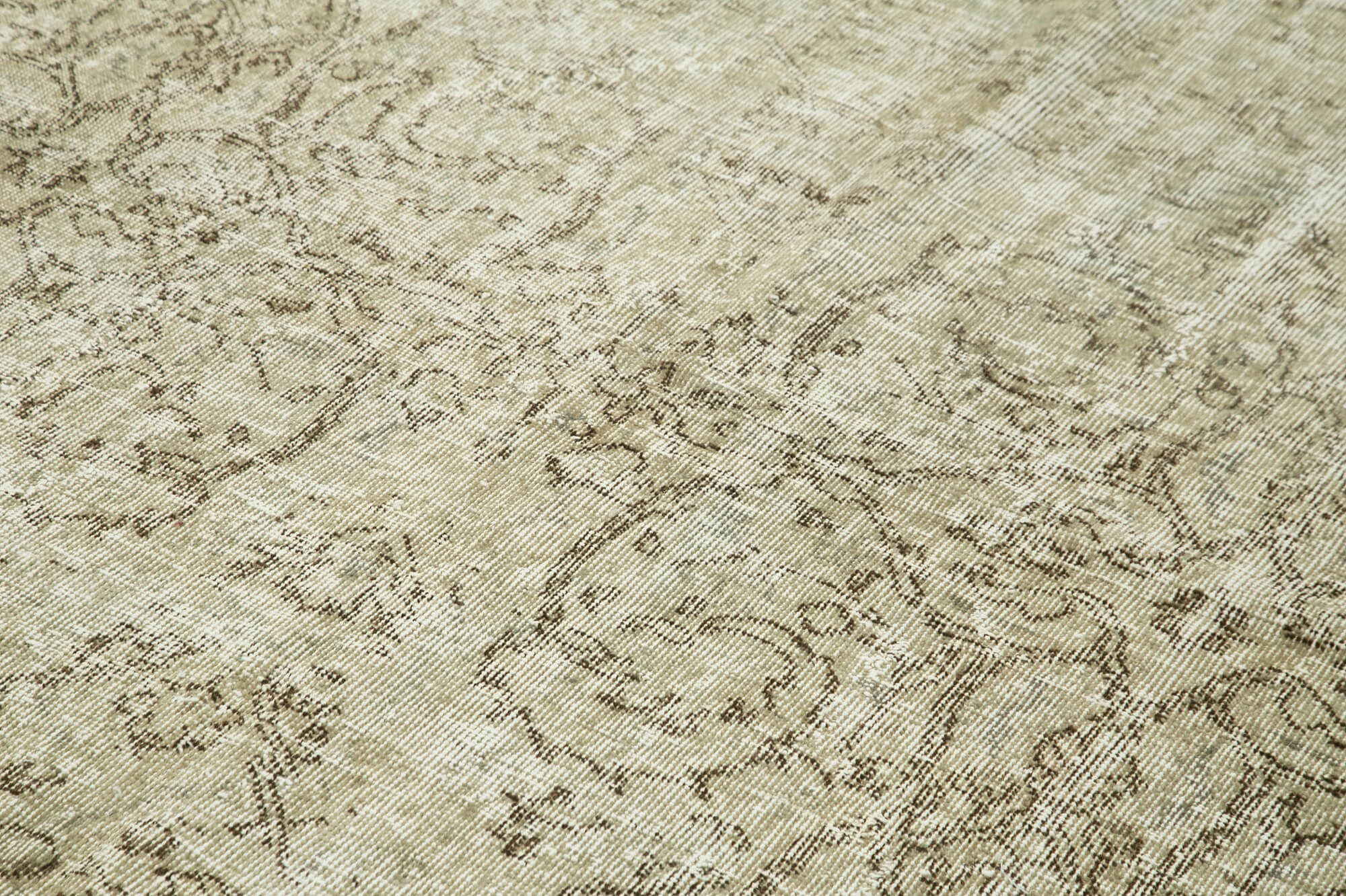 Handmade Vintage Area Rug – Neutral Beige Turkish Hand Knotted Cotton Wool Carpet 7'1''x10'2''