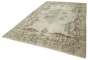 Handmade Wool Area Rug – Vintage Cotton Rug, Beige Area Carpet 6'10''x10'9''
