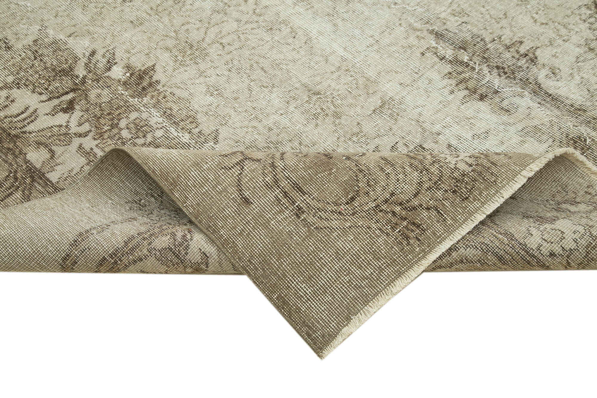 Handmade Wool Area Rug – Vintage Cotton Rug, Beige Area Carpet 6'10''x10'9''