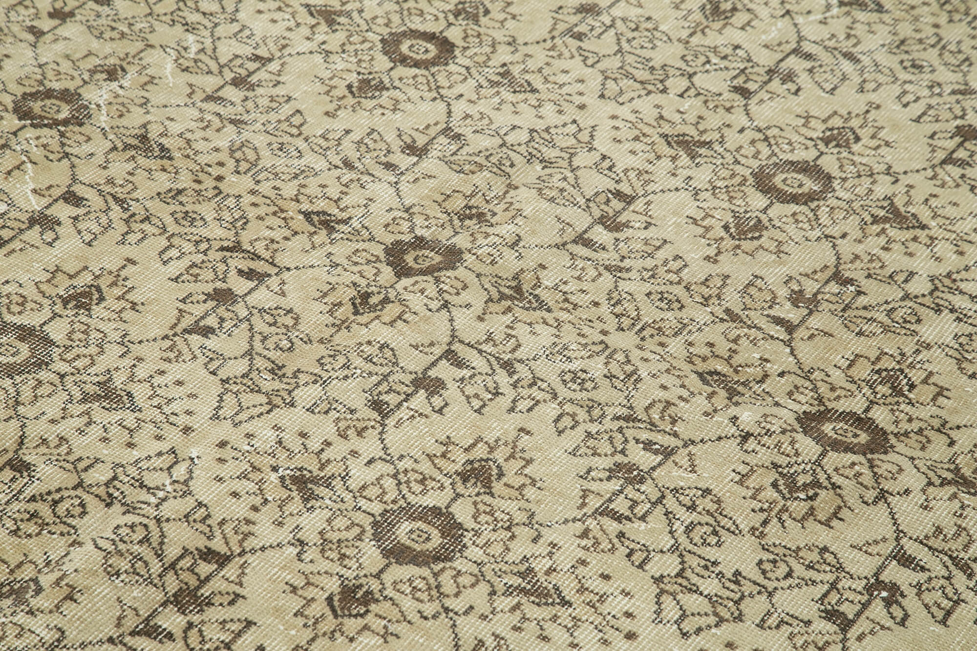 Handmade Wool Area Rug – Vintage Cotton Rug | Turkish Wool Carpet 6'9''x10'10'' Beige