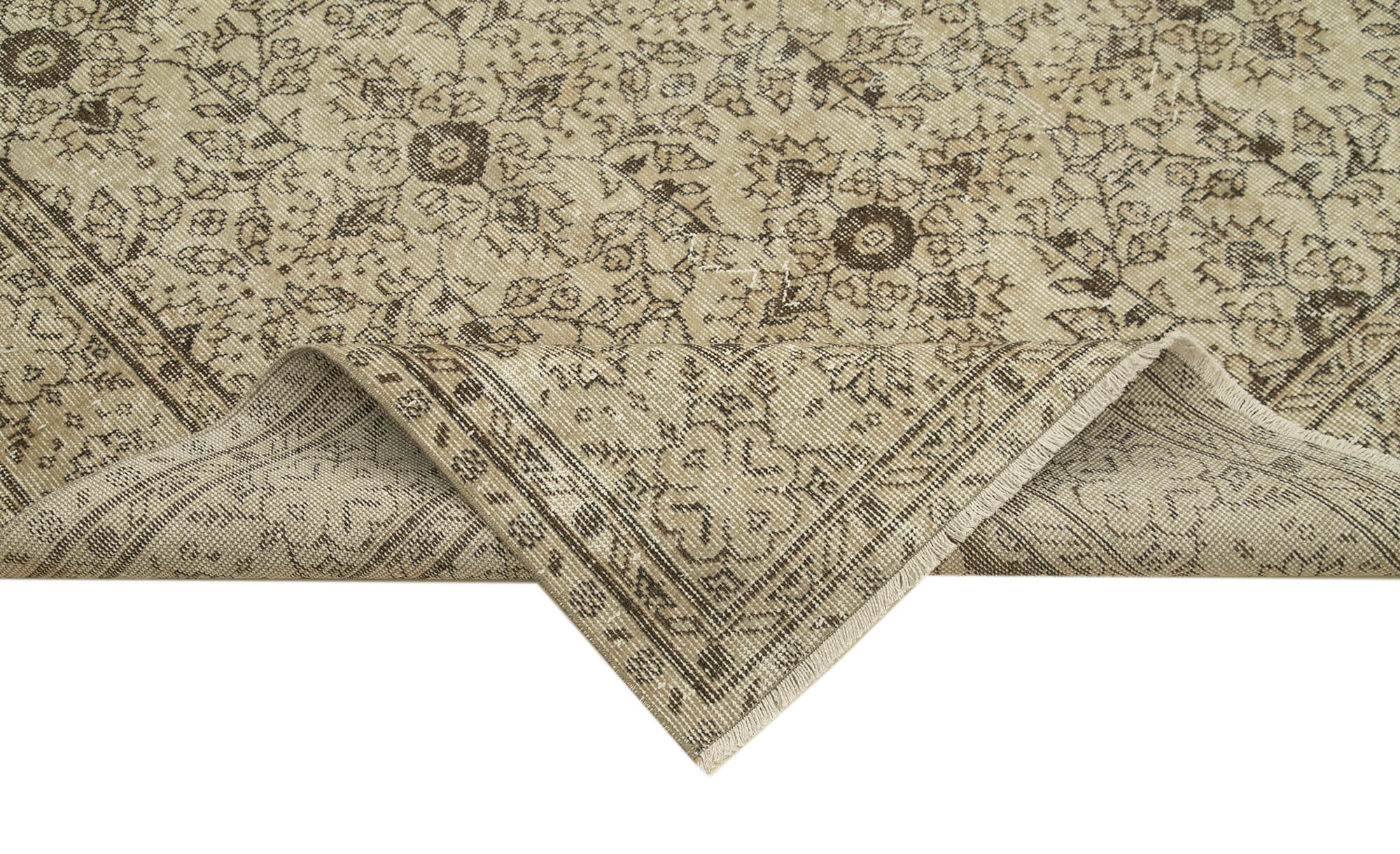 Handmade Wool Area Rug – Vintage Cotton Rug | Turkish Wool Carpet 6'9''x10'10'' Beige