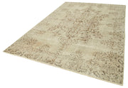 Handmade Wool Area Rug – Vintage Cotton Rug 7'x10'8'' Beige Traditional Hand Knotted Carpet