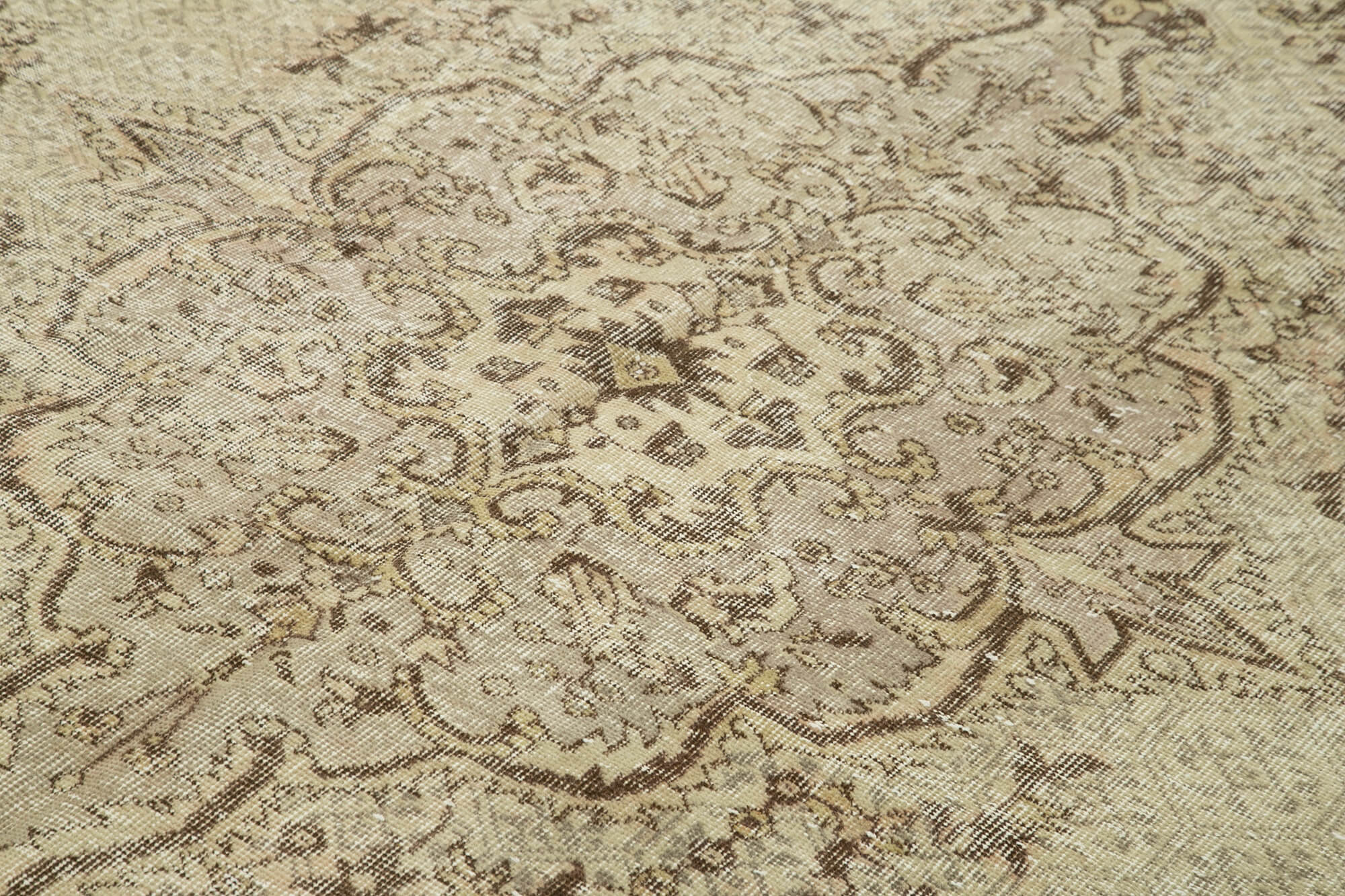 Handmade Wool Area Rug – Vintage Cotton Rug 7'x10'8'' Beige Traditional Hand Knotted Carpet