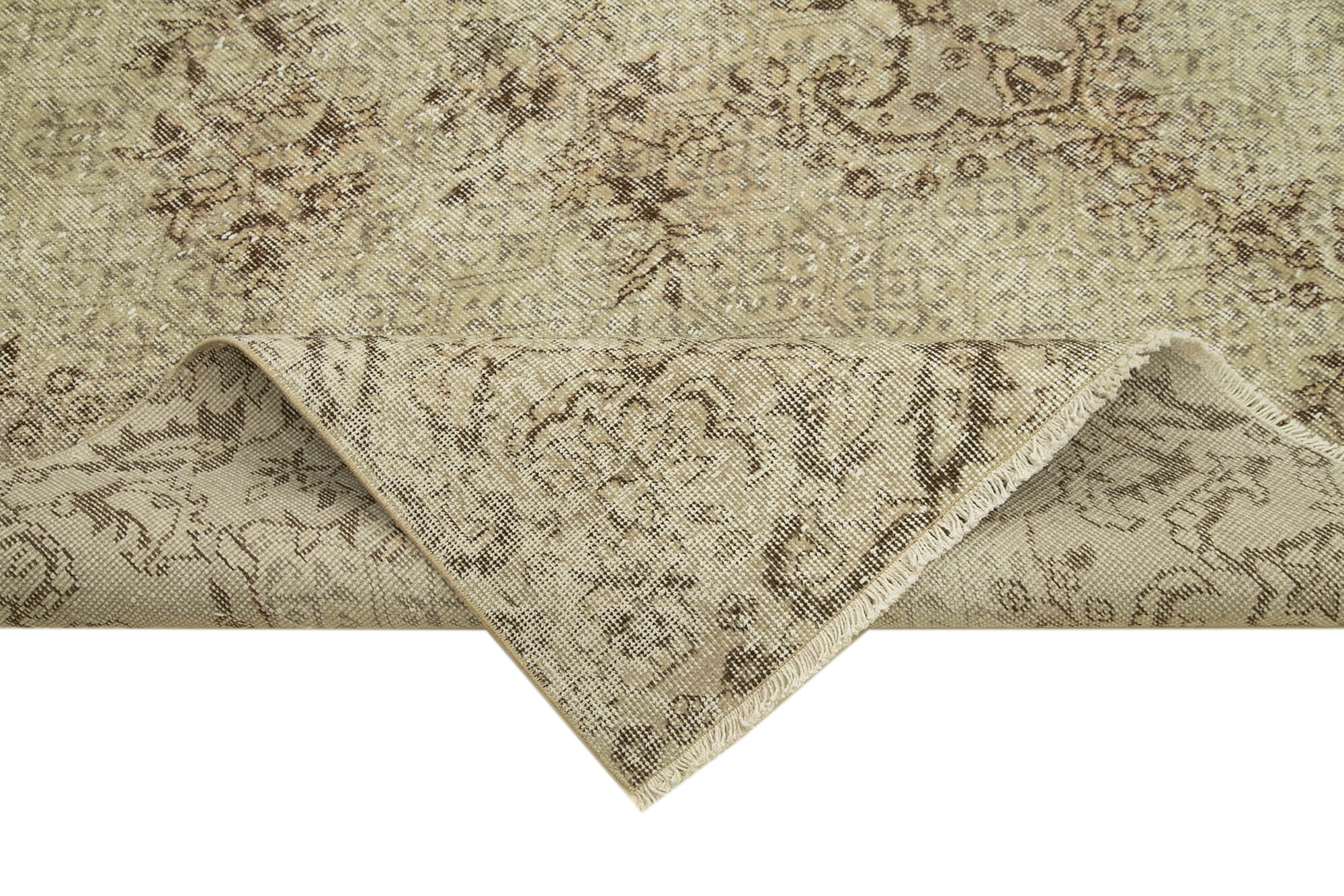 Handmade Wool Area Rug – Vintage Cotton Rug 7'x10'8'' Beige Traditional Hand Knotted Carpet