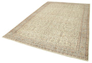 Handmade Wool Area Rug – Vintage Cotton Rug 6'11'' x 10'4'' Beige Classic Carpet