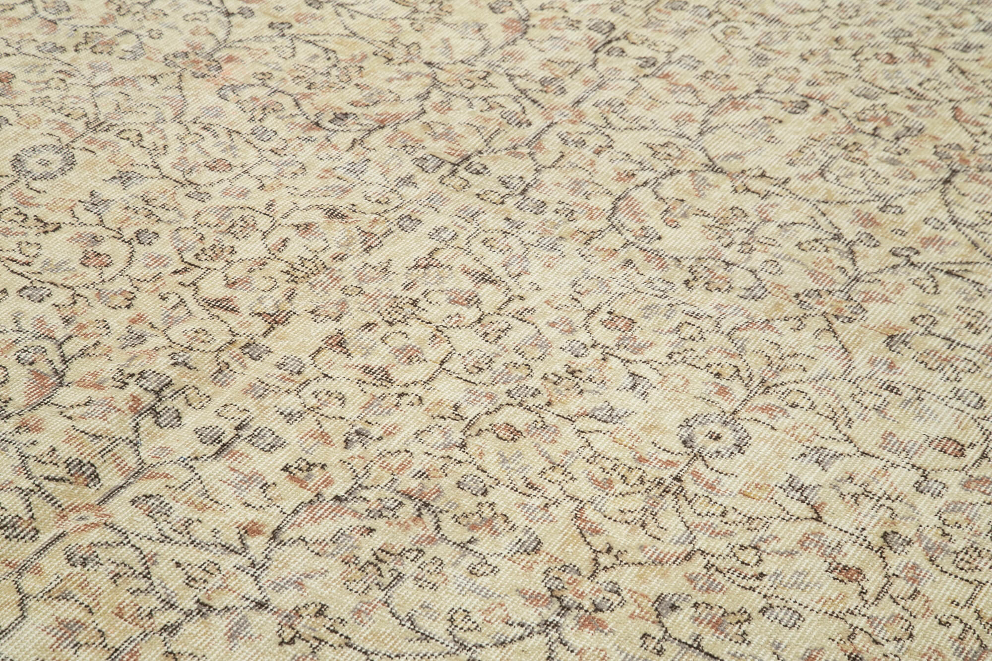 Handmade Wool Area Rug – Vintage Cotton Rug 6'11'' x 10'4'' Beige Classic Carpet
