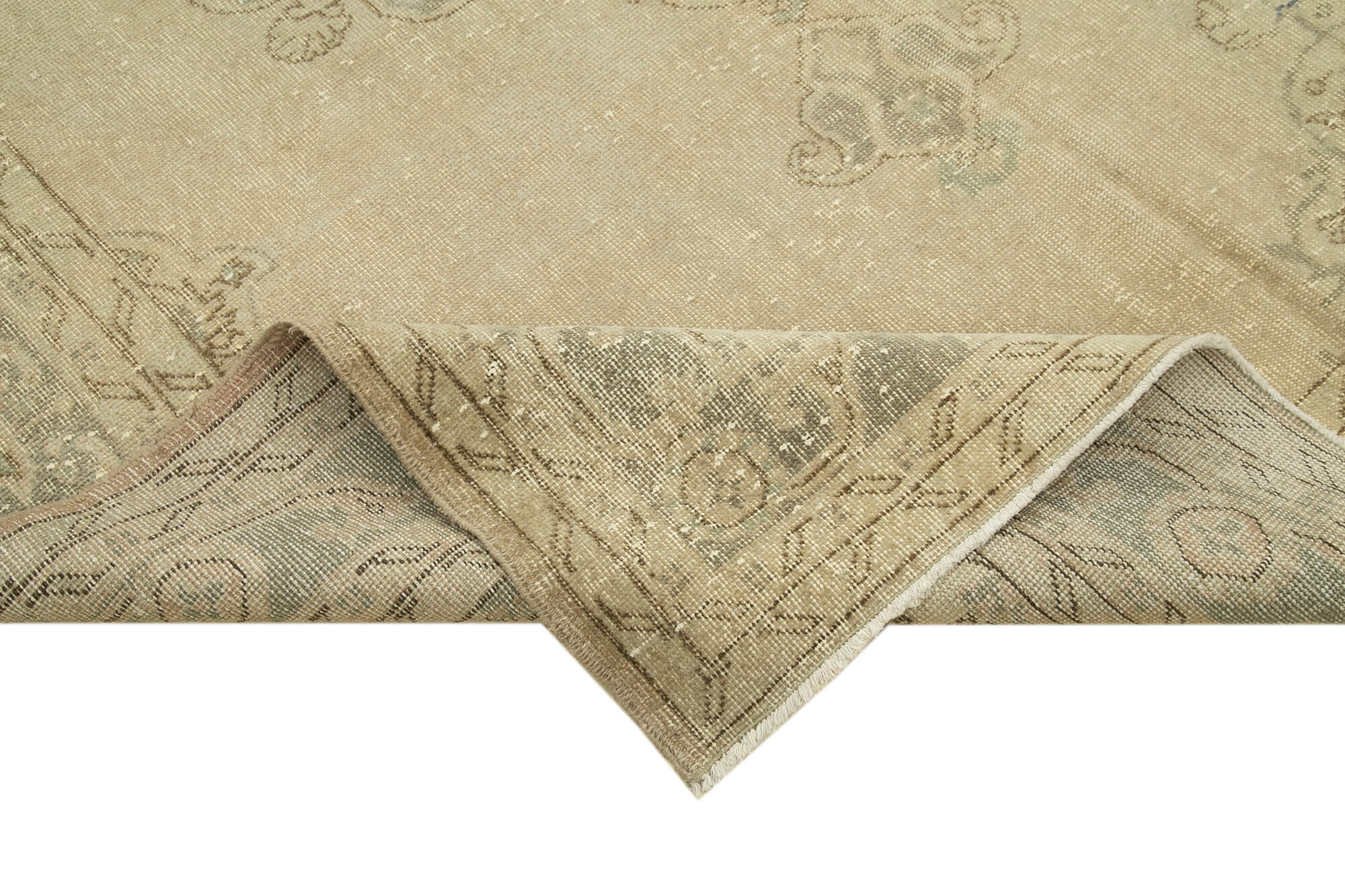 Handmade Vintage Area Rug – Neutral Beige Wool Area Carpet With Soft Texture
