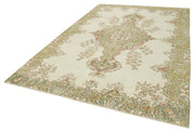 Handmade Wool Area Rug – Vintage Cotton Rug 6'11''x10'0'' Beige Classic Living Room Carpet