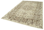 Vintage Wool Area Rug – Handmade Cotton Rug, Beige Area Carpet, Turkish Hand Knotted 6'11''x10'10''