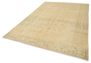 Handmade Vintage Area Rug – Beige Wool Carpet With Soft Cotton Weave 7'x10'4''