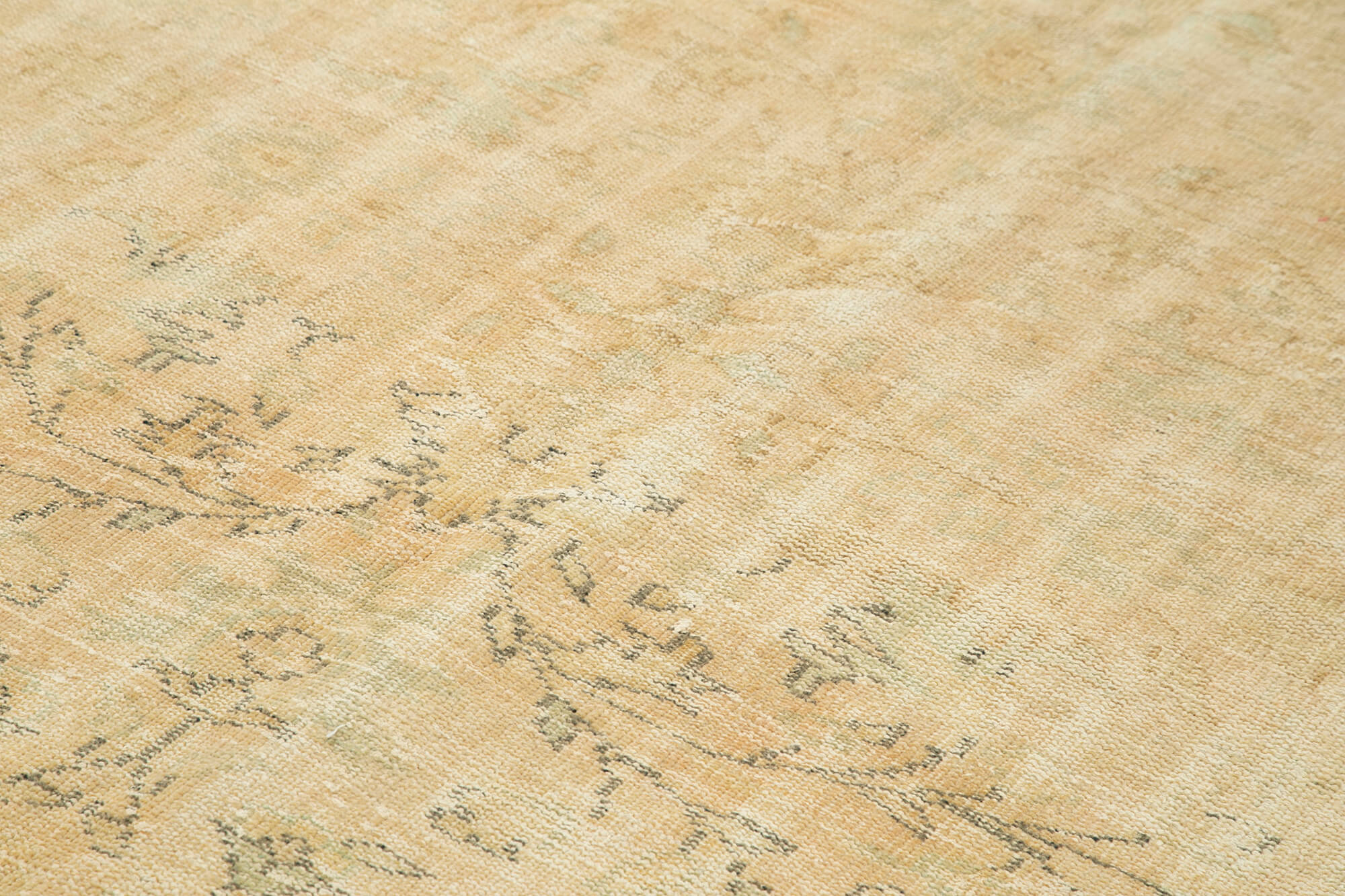 Handmade Vintage Area Rug – Beige Wool Carpet With Soft Cotton Weave 7'x10'4''
