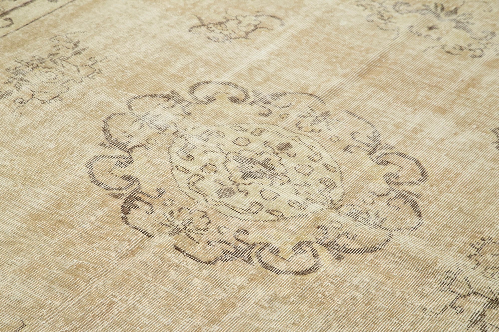 Handmade Wool Area Rug – Vintage Cotton Rug Beige 7'3'' x 10'1'' Durable Soft Cotton
