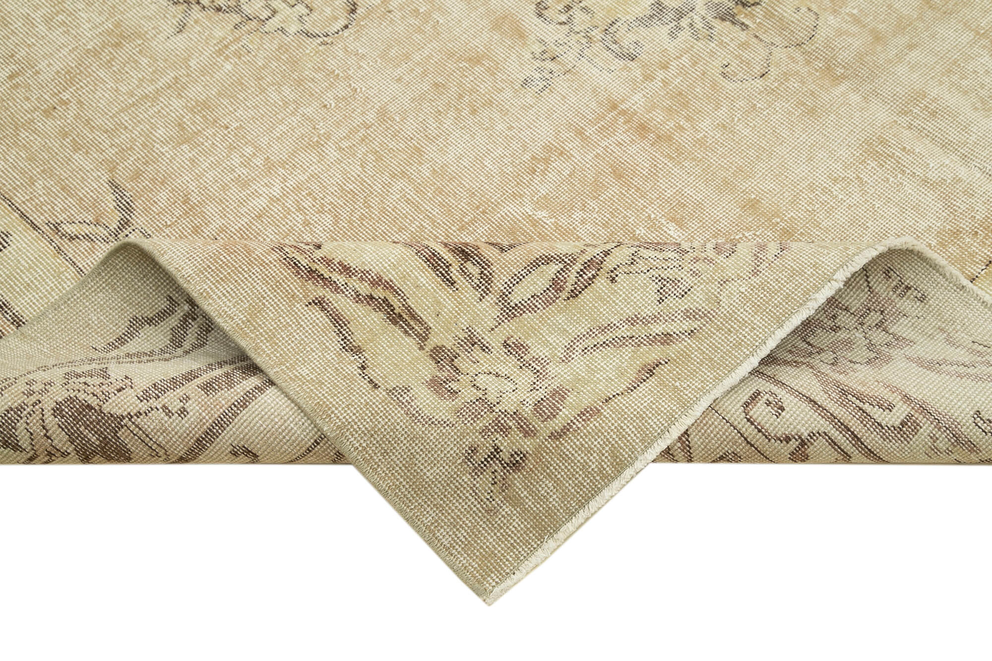 Handmade Wool Area Rug – Vintage Cotton Rug Beige 7'3'' x 10'1'' Durable Soft Cotton