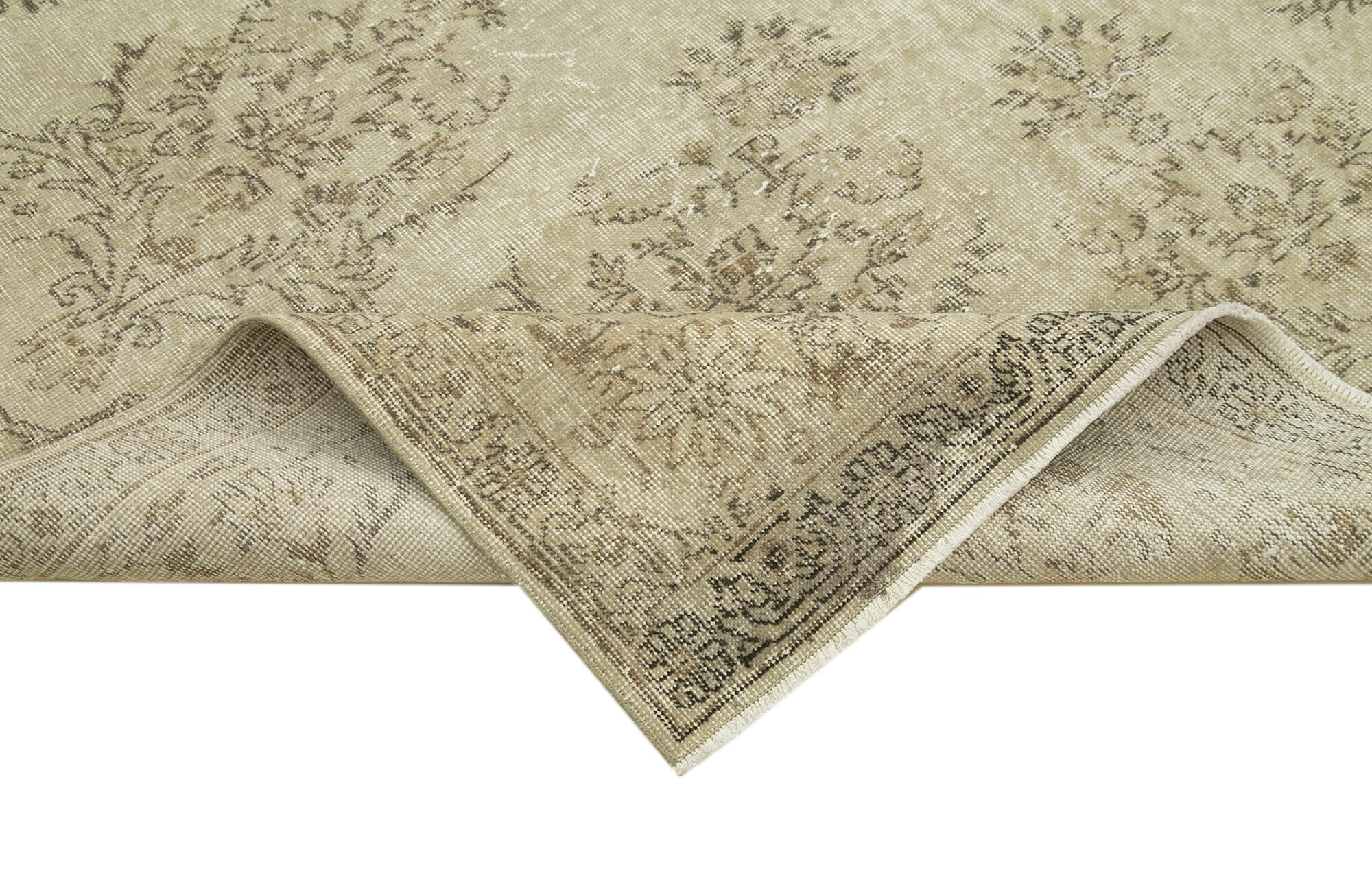 Handmade Wool Area Rug – Vintage Cotton Rug Beige 7'1'' x 10'4'' Durable Soft Carpet