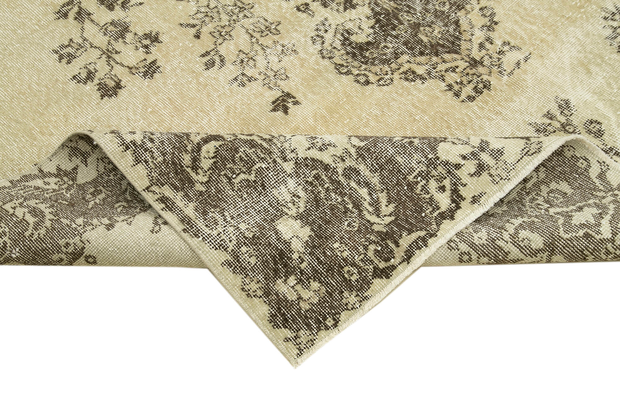 Handmade Wool Area Rug – Vintage Cotton Rug | Beige Traditional Hand Knotted Carpet 6'11''x10'2''