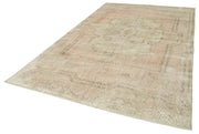 Handmade Wool Area Rug – Vintage Cotton Rug, Beige Wool Carpet 6'8''x11'3''