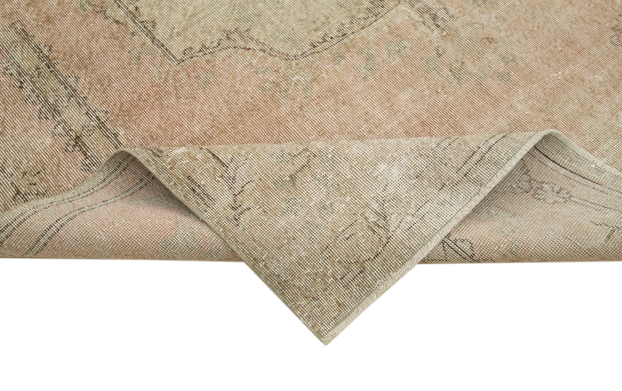 Handmade Wool Area Rug – Vintage Cotton Rug, Beige Wool Carpet 6'8''x11'3''
