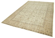Handmade Wool Area Rug – Vintage Cotton Rug, Beige Area Carpet 6'10''x10'3''
