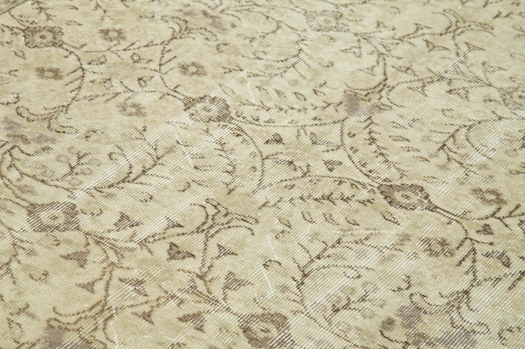 Handmade Wool Area Rug – Vintage Cotton Rug, Beige Area Carpet 6'10''x10'3''