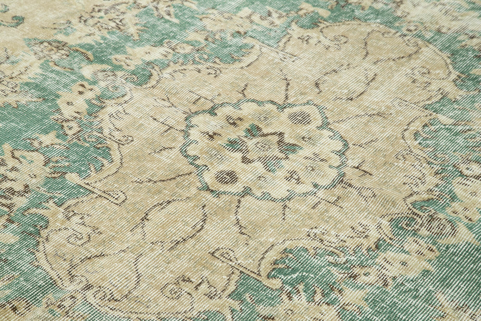 Handmade Wool Area Rug – Vintage Cotton Rug 7'x10' Beige Classic Living Room Carpet