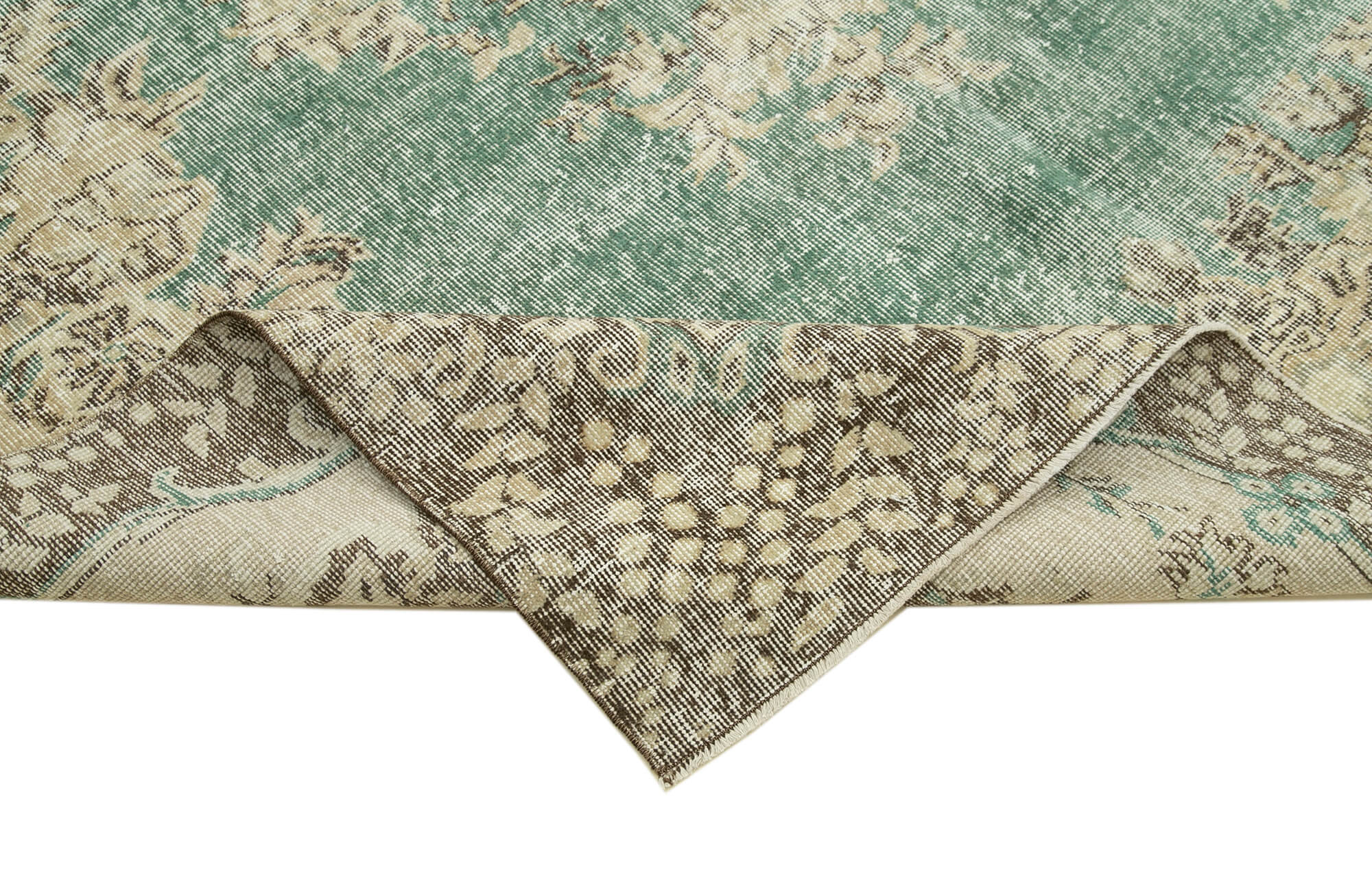 Handmade Wool Area Rug – Vintage Cotton Rug 7'x10' Beige Classic Living Room Carpet