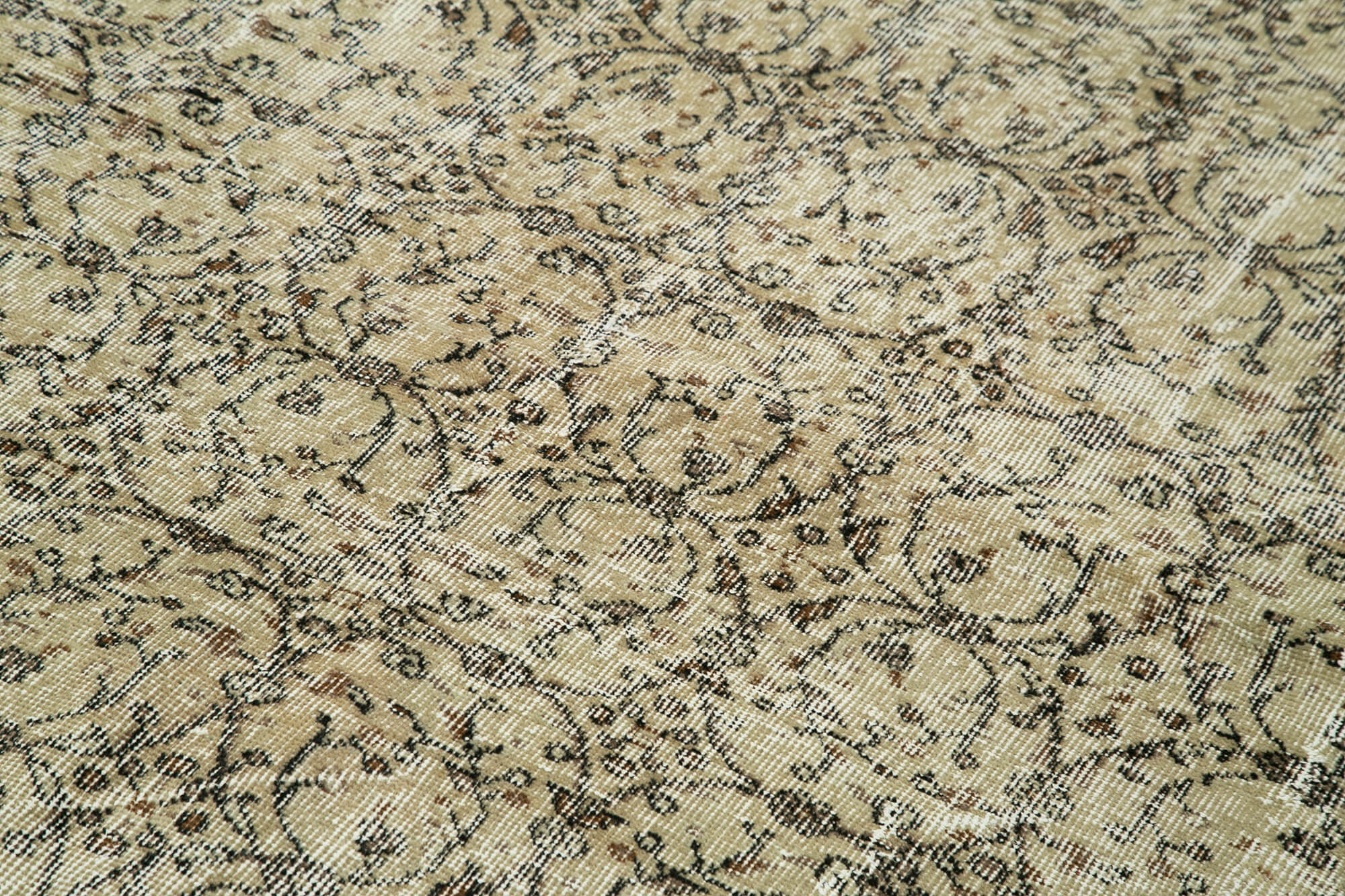 Handmade Wool Area Rug – Vintage Cotton Rug | Neutral Beige Turkish Wool Carpet 6'9''x9'9''