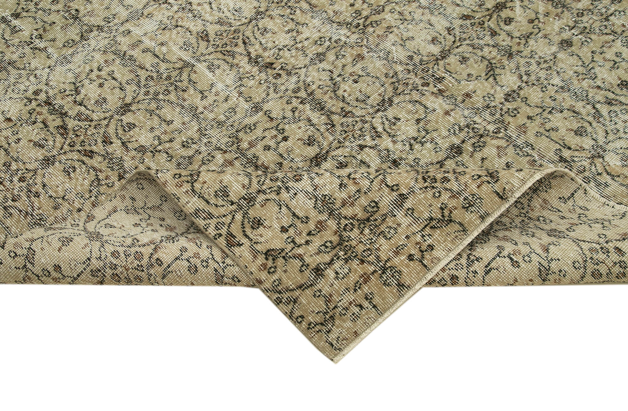 Handmade Wool Area Rug – Vintage Cotton Rug | Neutral Beige Turkish Wool Carpet 6'9''x9'9''