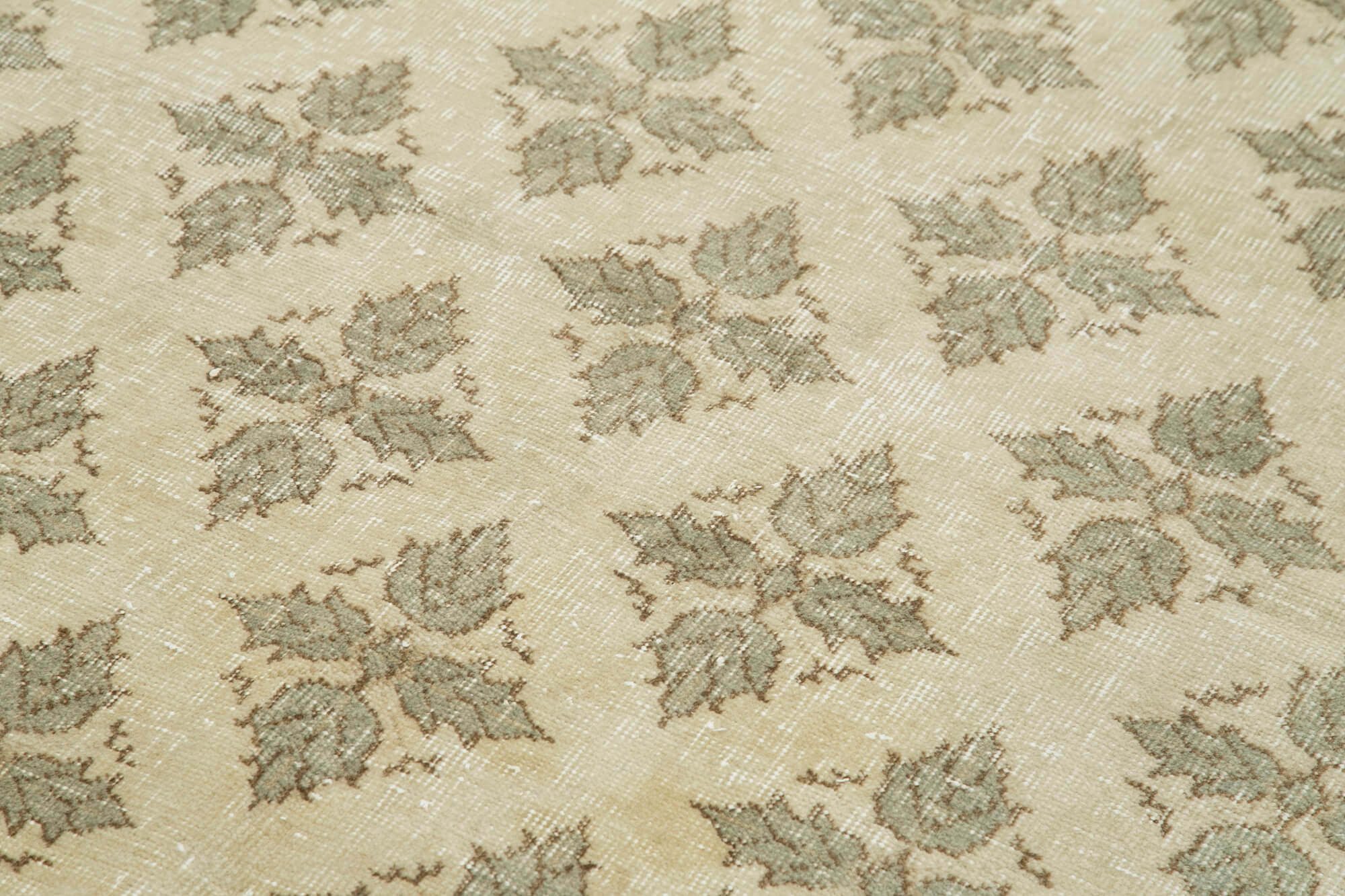 Handmade Wool Area Rug – Vintage Cotton Rug Beige Area Carpet 5'1'' x 8'3''