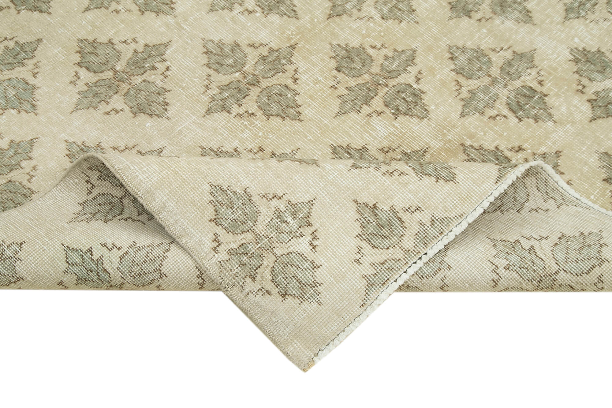 Handmade Wool Area Rug – Vintage Cotton Rug Beige Area Carpet 5'1'' x 8'3''