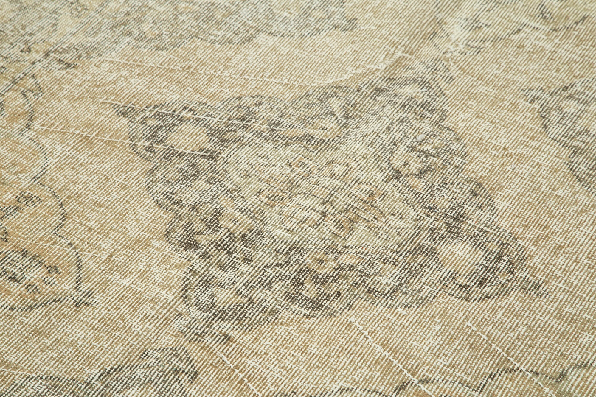 Handmade Wool Area Rug - Vintage Cotton Rug 4'10''x10'9'' | Neutral Beige Soft Texture