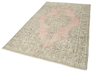Handmade Wool Area Rug - Vintage Cotton Rug 5'1'' x 8'10'' Beige Bohemian Style