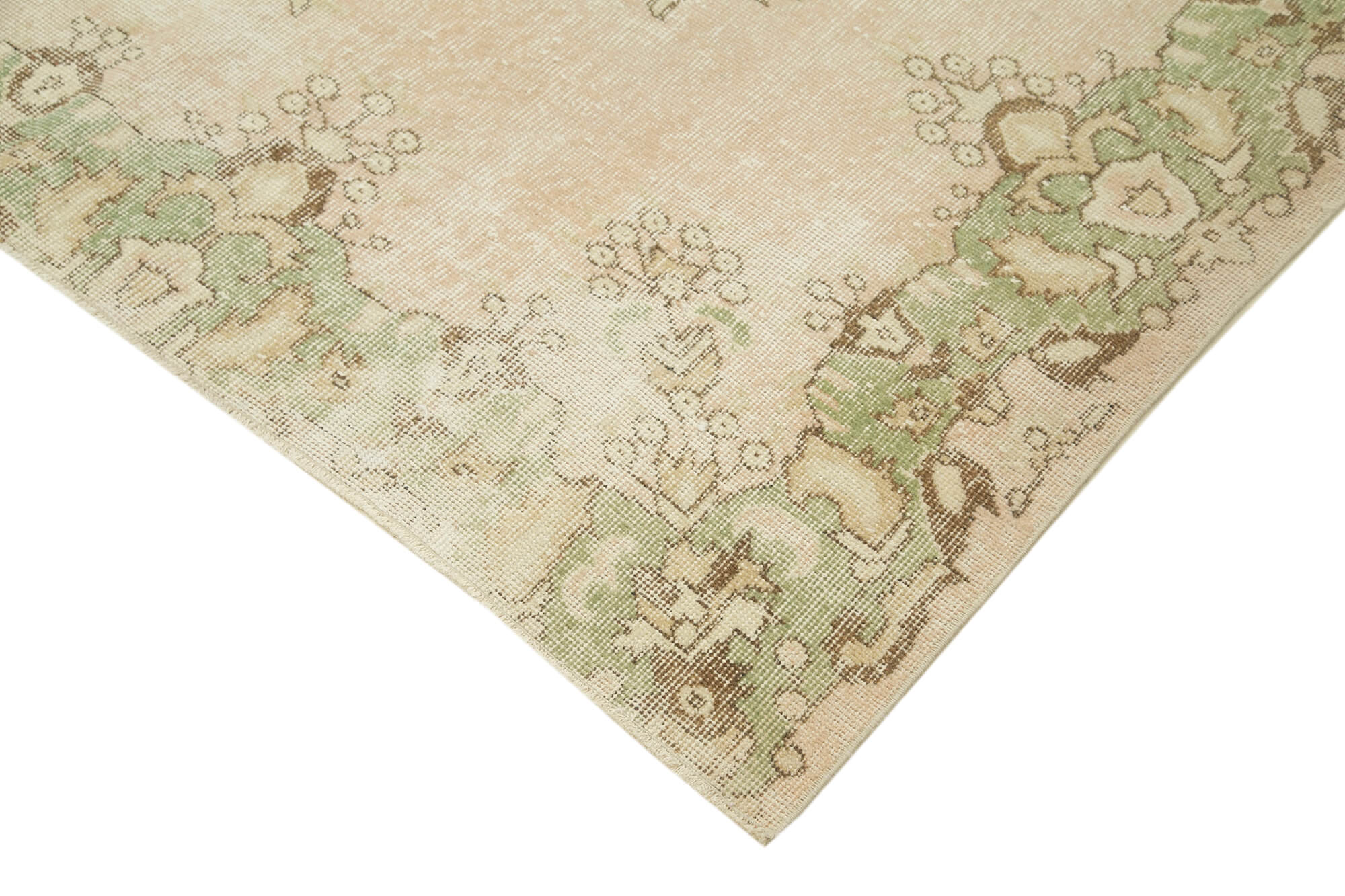 Handmade Wool Area Rug – Vintage Cotton Rug Turkish Beige Wool Carpet 6'3''x9'5''