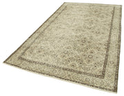 Handmade Vintage Area Rug – Neutral Beige Cotton Wool Carpet 5'6''x9'7''