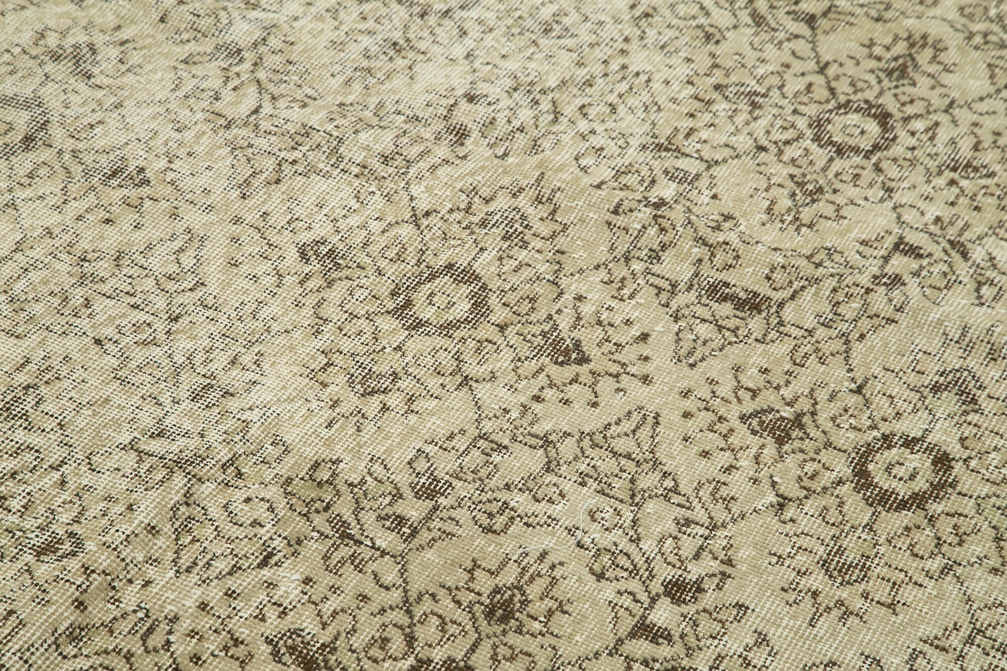 Handmade Vintage Area Rug – Neutral Beige Cotton Wool Carpet 5'6''x9'7''