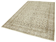 Handmade Wool Area Rug | Vintage Cotton Rug - Beige Neutral Color Carpet 5'8''x9'1''