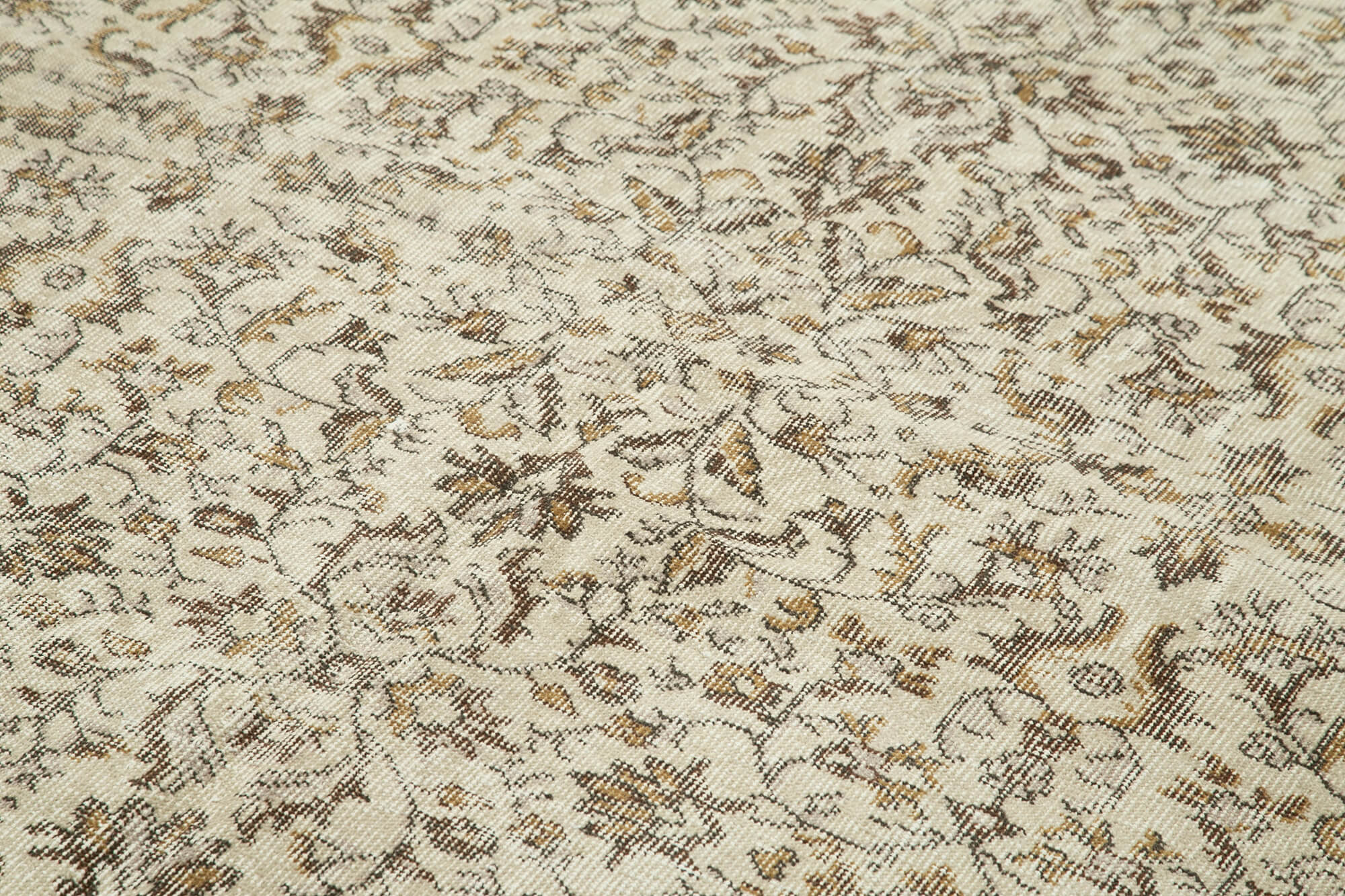 Handmade Wool Area Rug | Vintage Cotton Rug - Beige Neutral Color Carpet 5'8''x9'1''