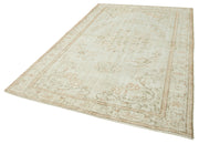 Handmade Wool Area Rug – Vintage Cotton Rug, Beige Area Carpet 5'11''x8'11''