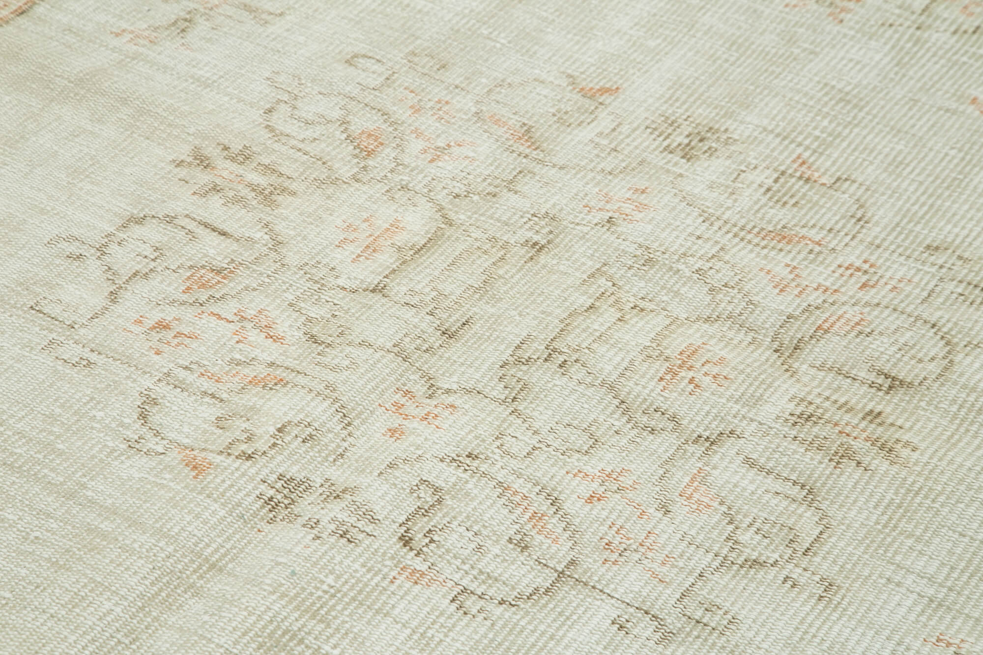 Handmade Wool Area Rug – Vintage Cotton Rug, Beige Area Carpet 5'11''x8'11''