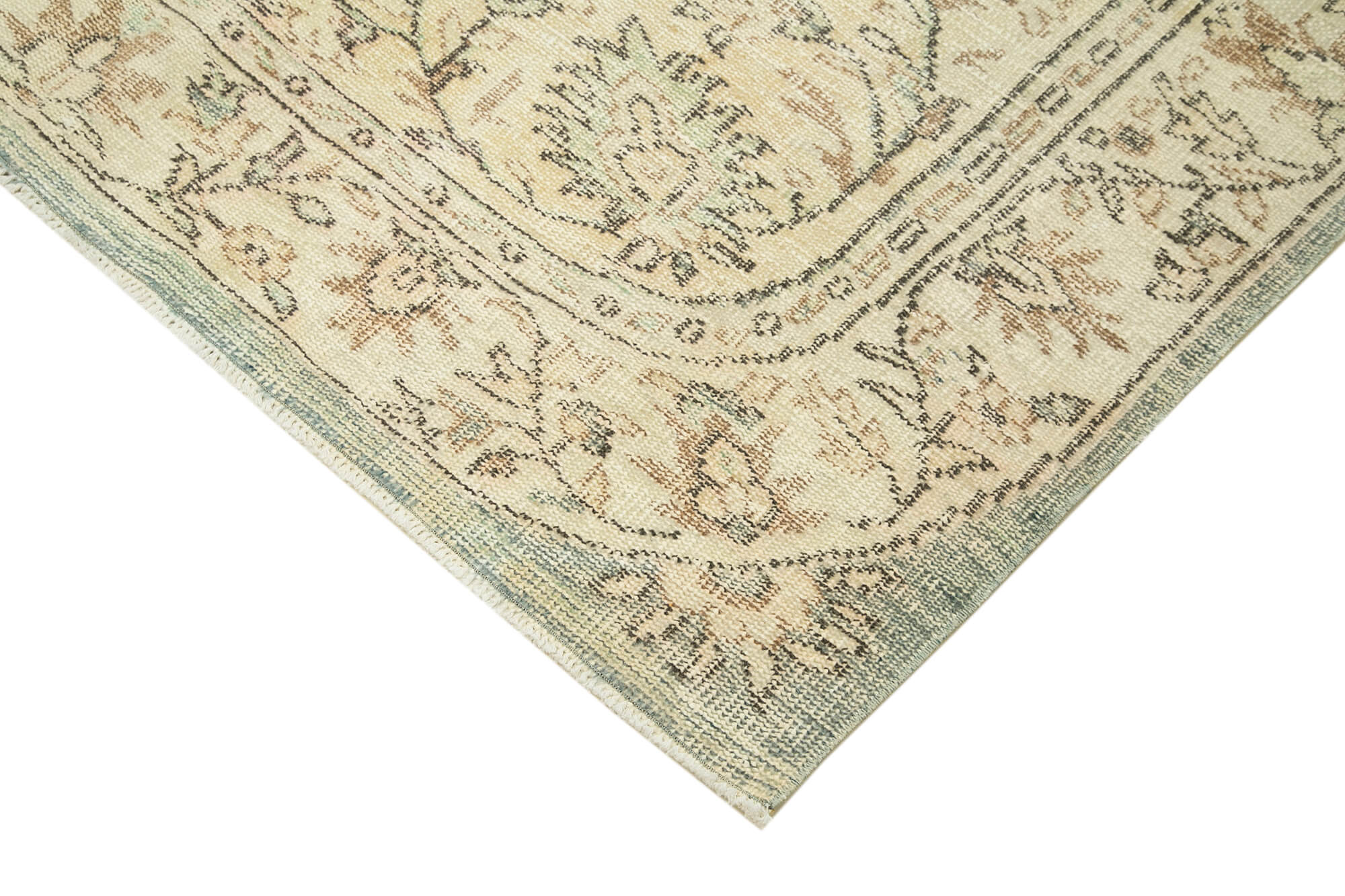 Handmade Wool Area Rug - Vintage Cotton Rug 5'4''x9'1'' | Durable Natural Fiber Carpet