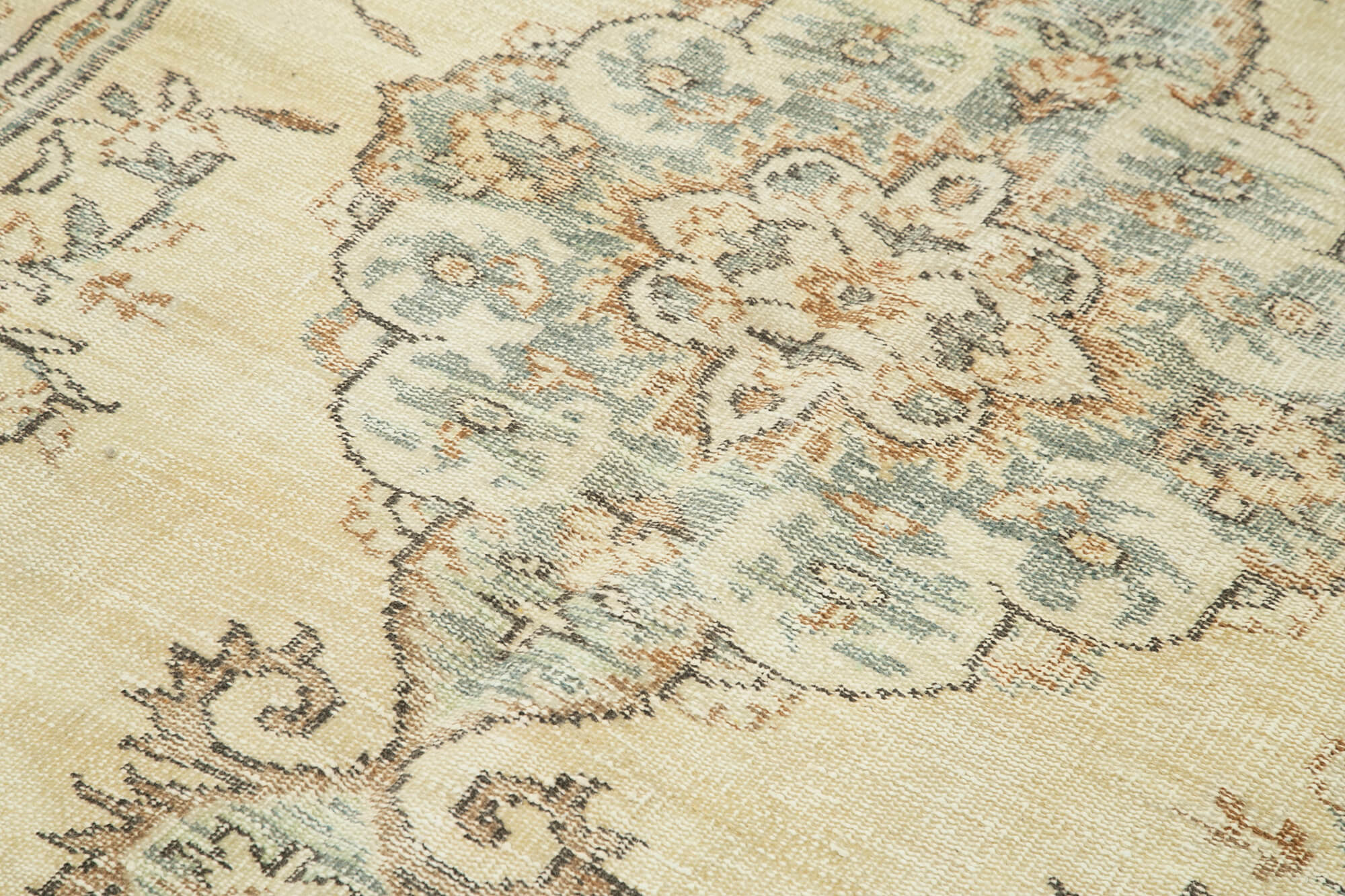Handmade Wool Area Rug - Vintage Cotton Rug 5'4''x9'1'' | Durable Natural Fiber Carpet