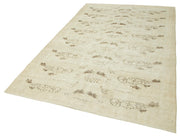 Handmade Vintage Area Rug – Beige Wool Carpet 5'7''x8'7'' | Turkish Hand Knotted Rug