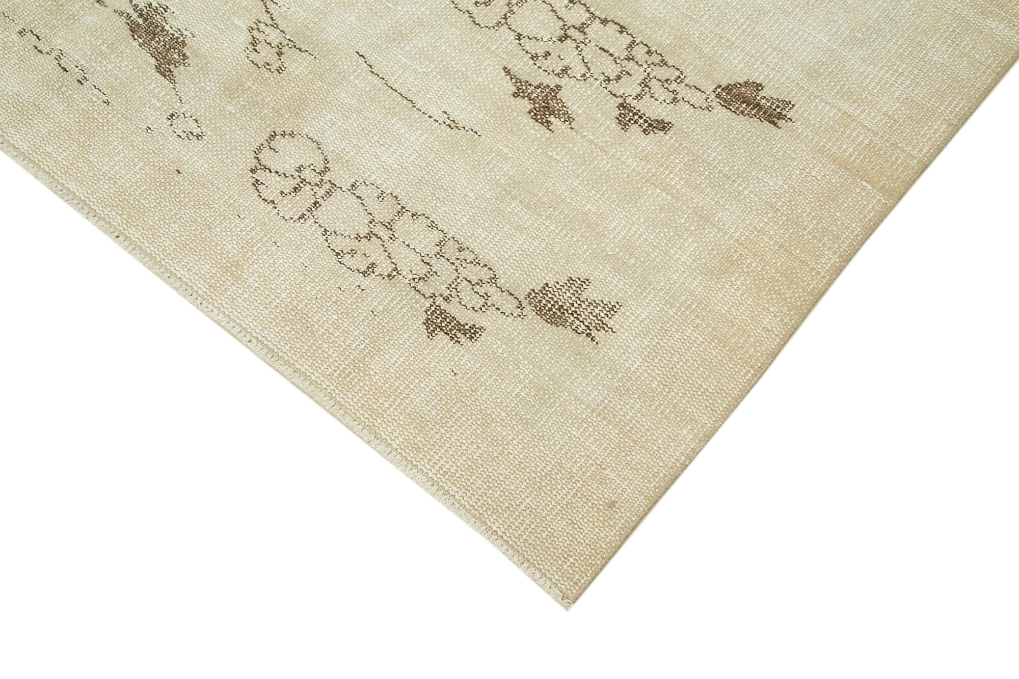 Handmade Vintage Area Rug – Beige Wool Carpet 5'7''x8'7'' | Turkish Hand Knotted Rug